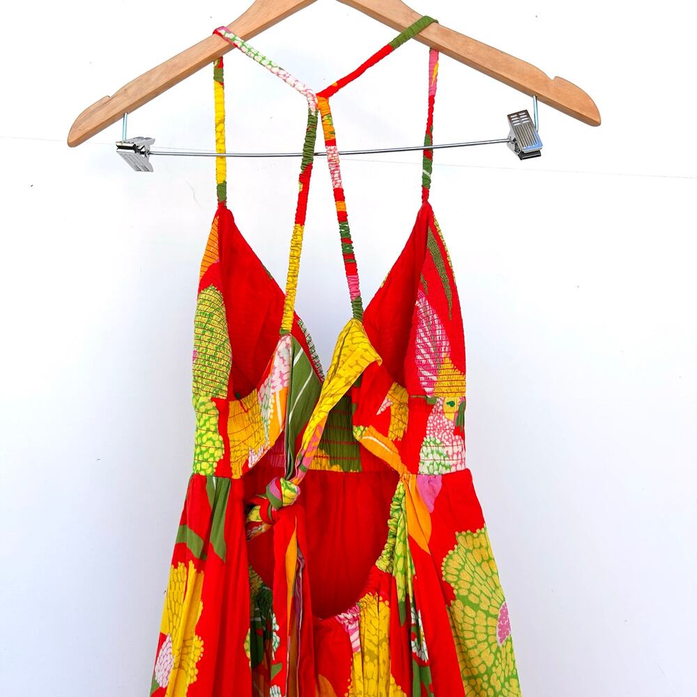 FARM Rio Tropical Neon Parrot Maxi Dress Strappy Colorful XS Bright Vacation - Picture 7 of 9